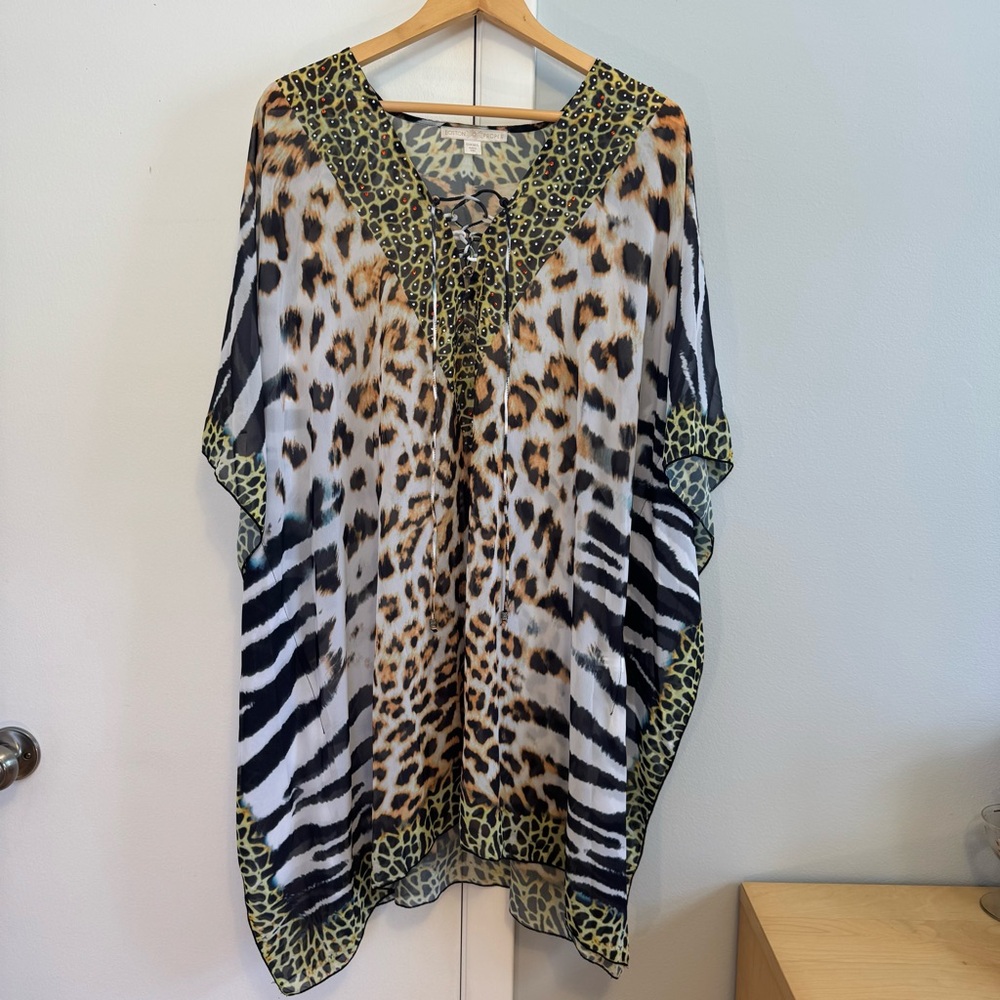 Boston Proper Multicolor Animal Print Kaftan